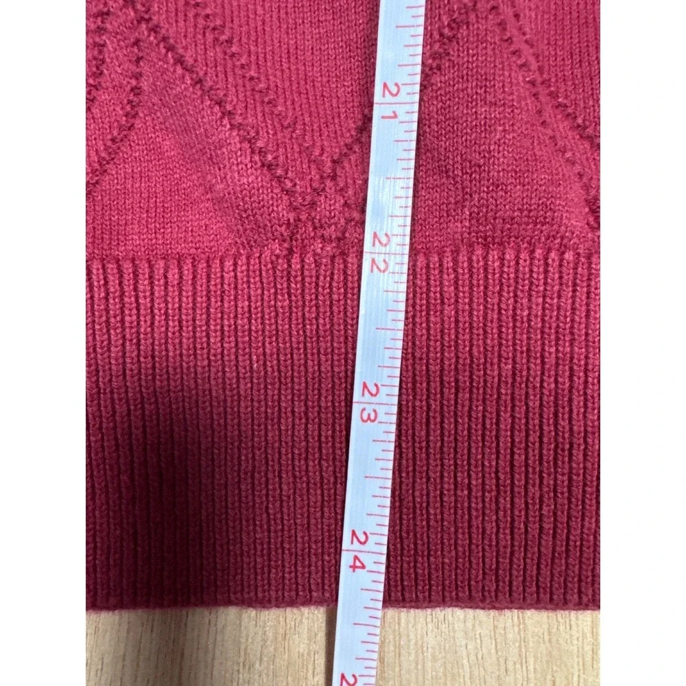 Saddlebred Mens V Neck Argyle Sweater Burgundy Size Medium 100 Cotton
